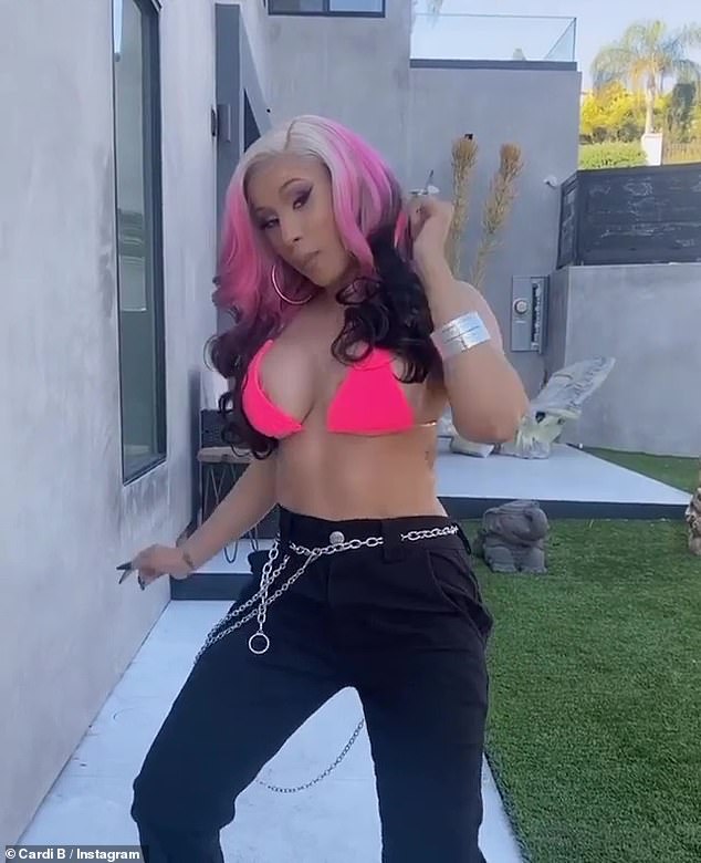 Cardi B Shows Off Her Ample Assets In A Pink Bikini Top After Making Raunchy Tik Tok Video