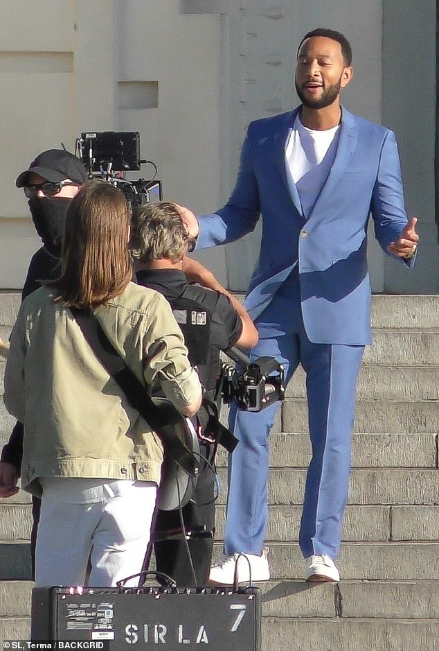 John Legend Looks Handsomely Stylish In A Blue Suit During Video Shoot For His New Album Bigger Love Healthyfrog