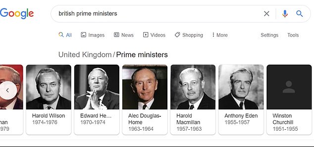 Winston churchill s picture mysteriously vanishes from google s list of british prime ministers 