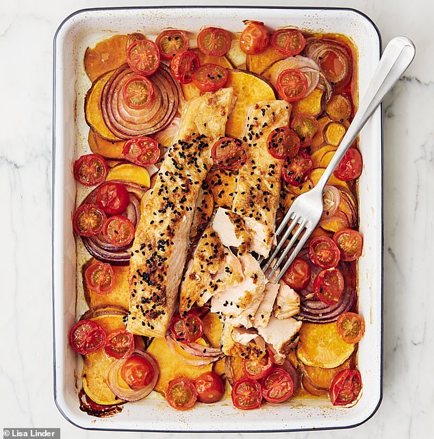Salmon and Sweet Potato Traybake - healthyfrog